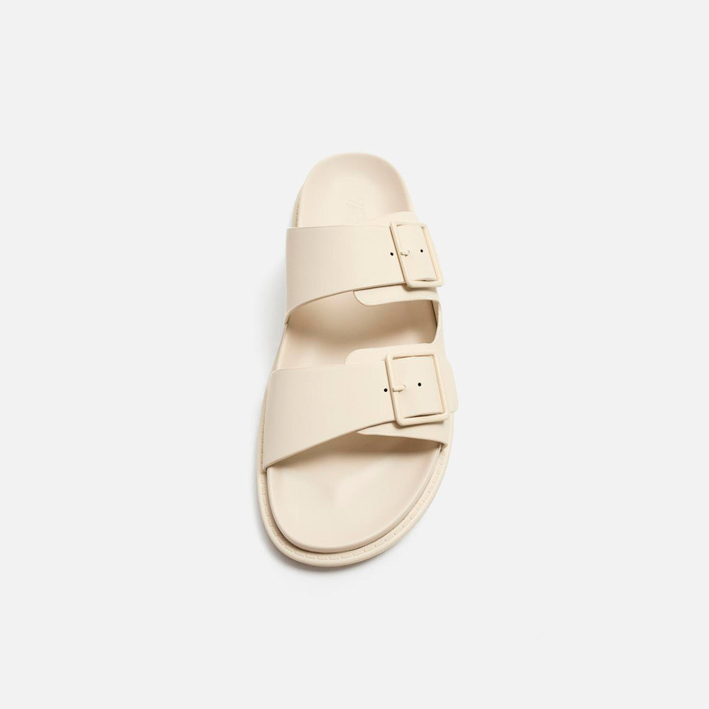 WIDE-STRAP LEATHER SLIDES