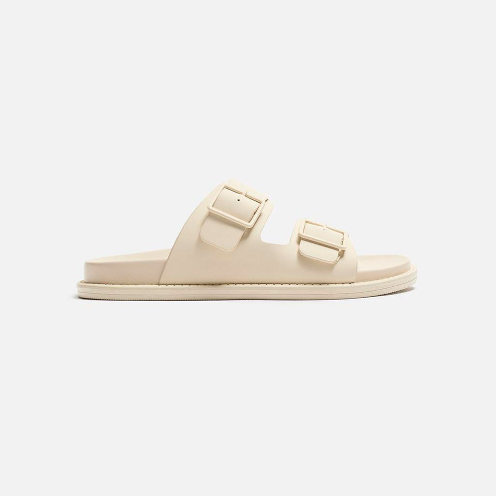 WIDE-STRAP LEATHER SLIDES