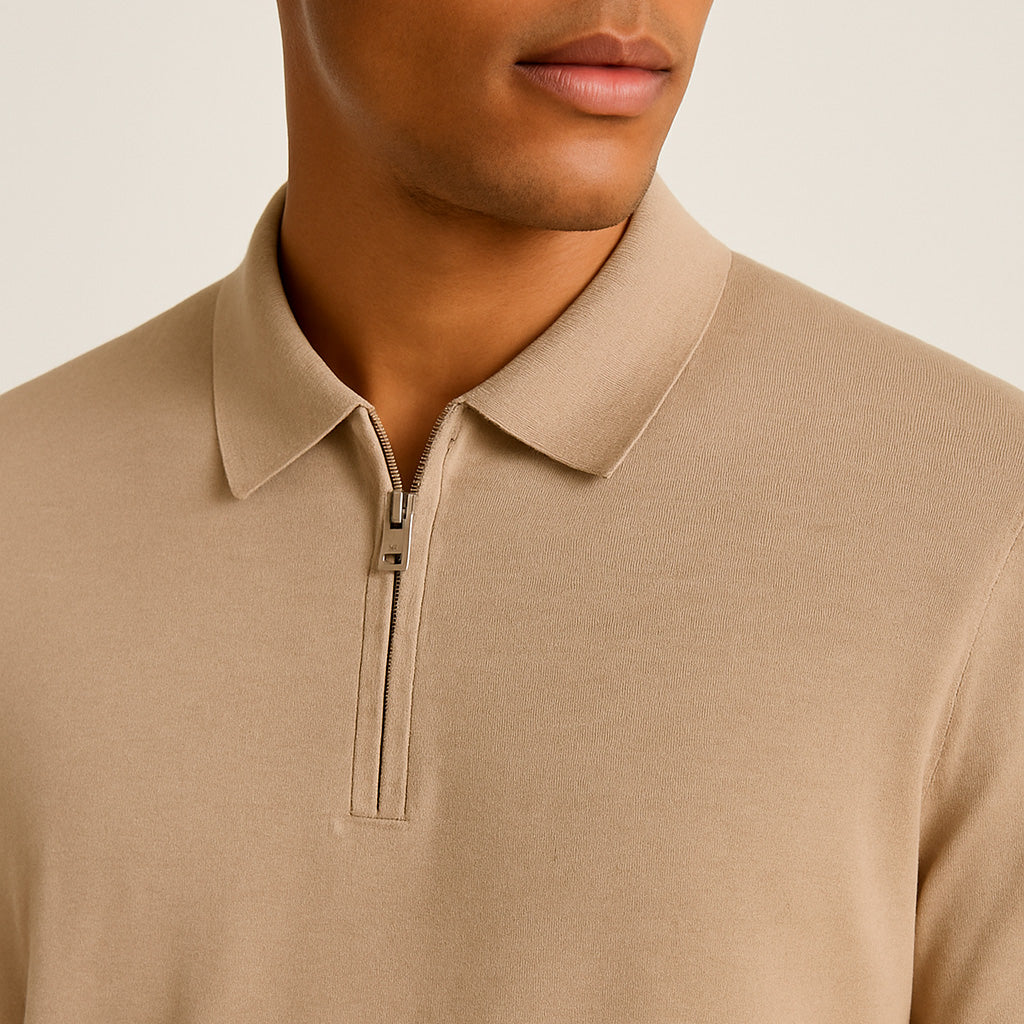 SLIM ZIP-UP POLO SHIRT