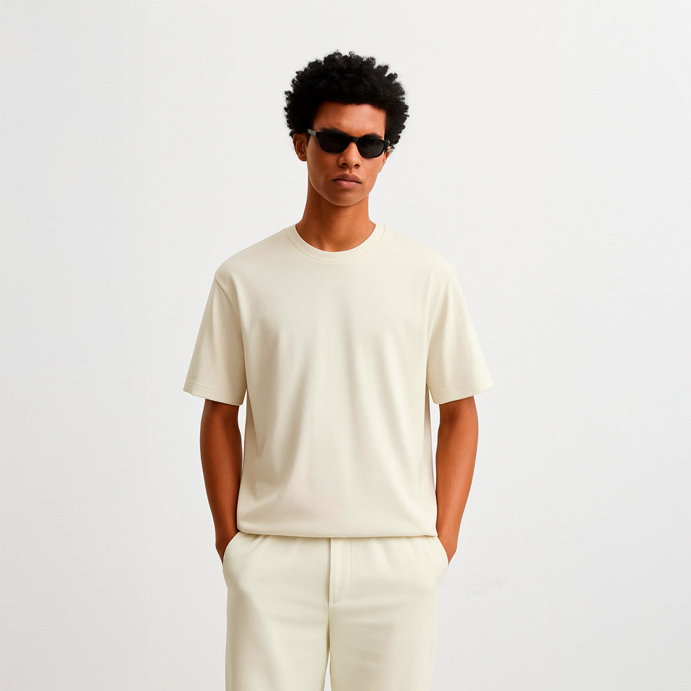 OVERSIZED STRIPED LINEN-BLEND T-SHIRT