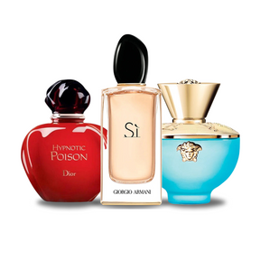 Combinación promocional de 3 perfumes Dr HYPNTC PSN, Grg Armn S y Vrsc DYLN TRQS 100ml