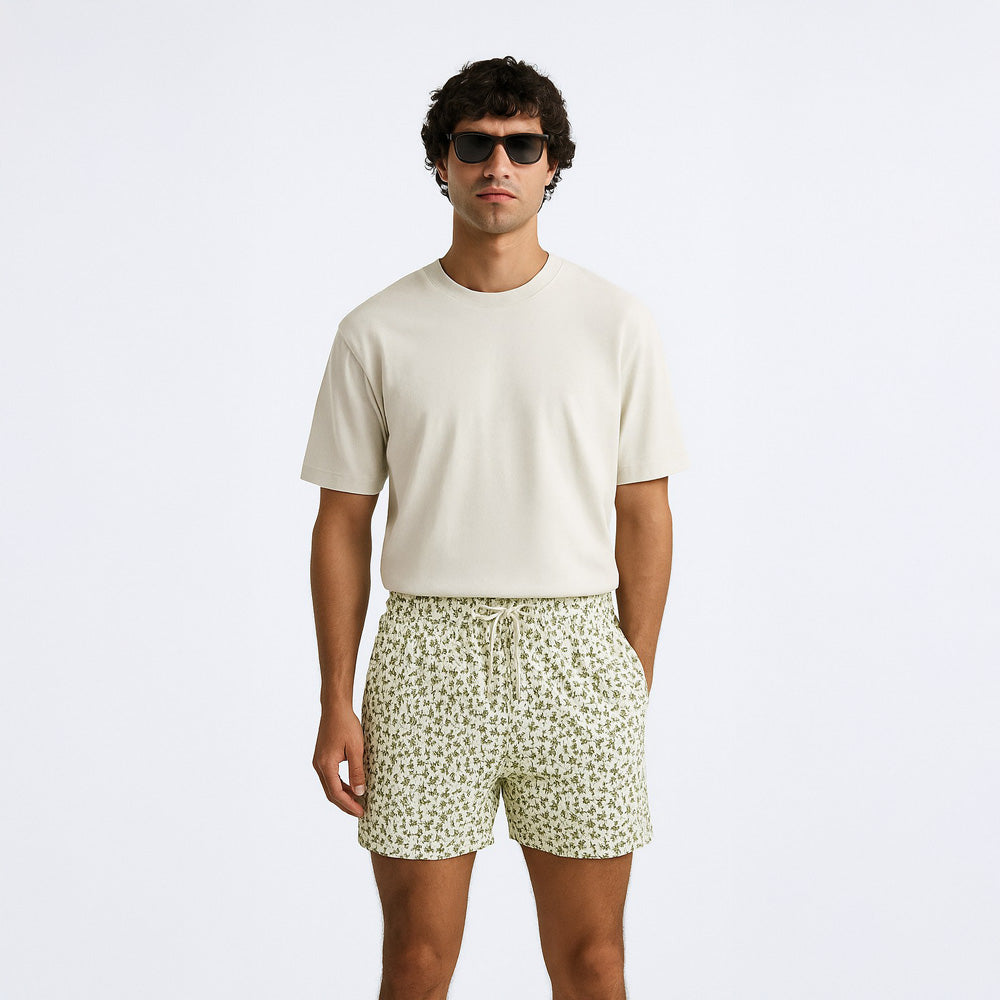 ELASTICATED COTTON-BLEND SHORTS
