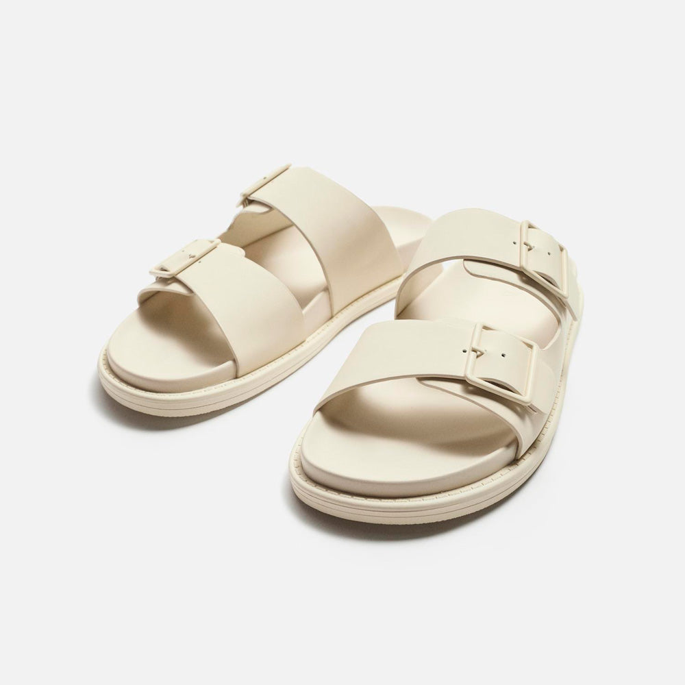 WIDE-STRAP LEATHER SLIDES
