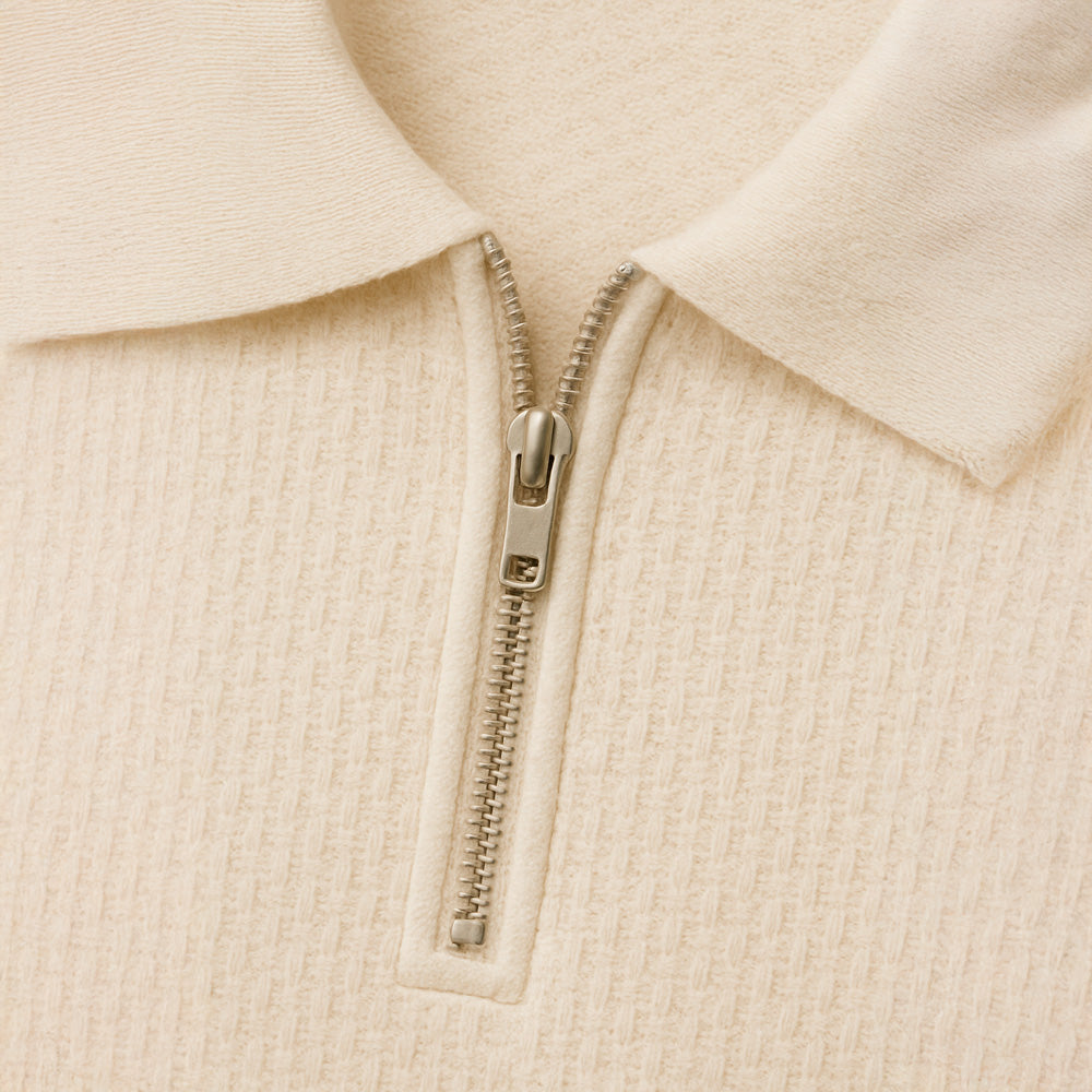 SLIM KNITTED SILK ZIP-UP POLO SHIRT