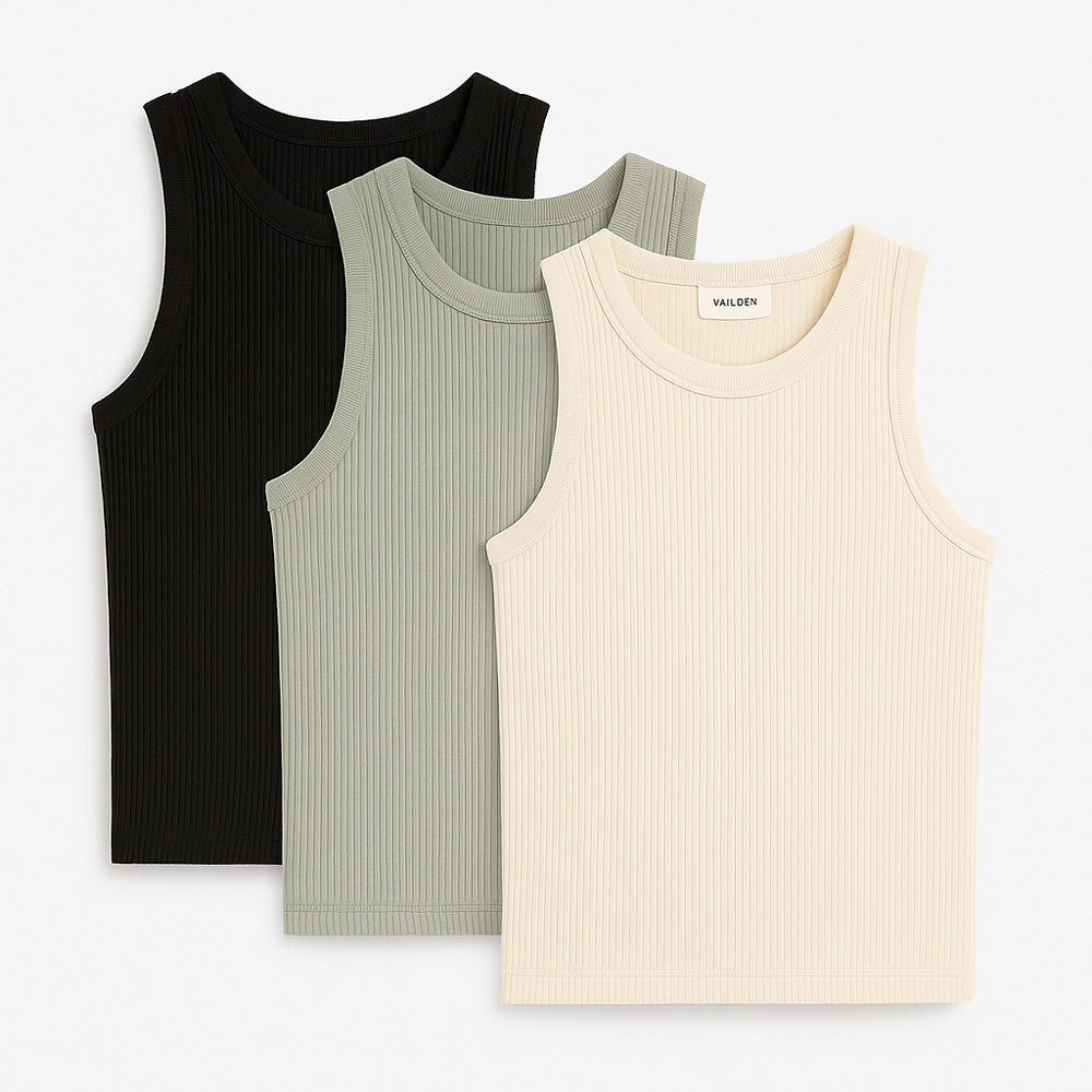 3-PACK SLIM RIBBED COTTON TANK TOP