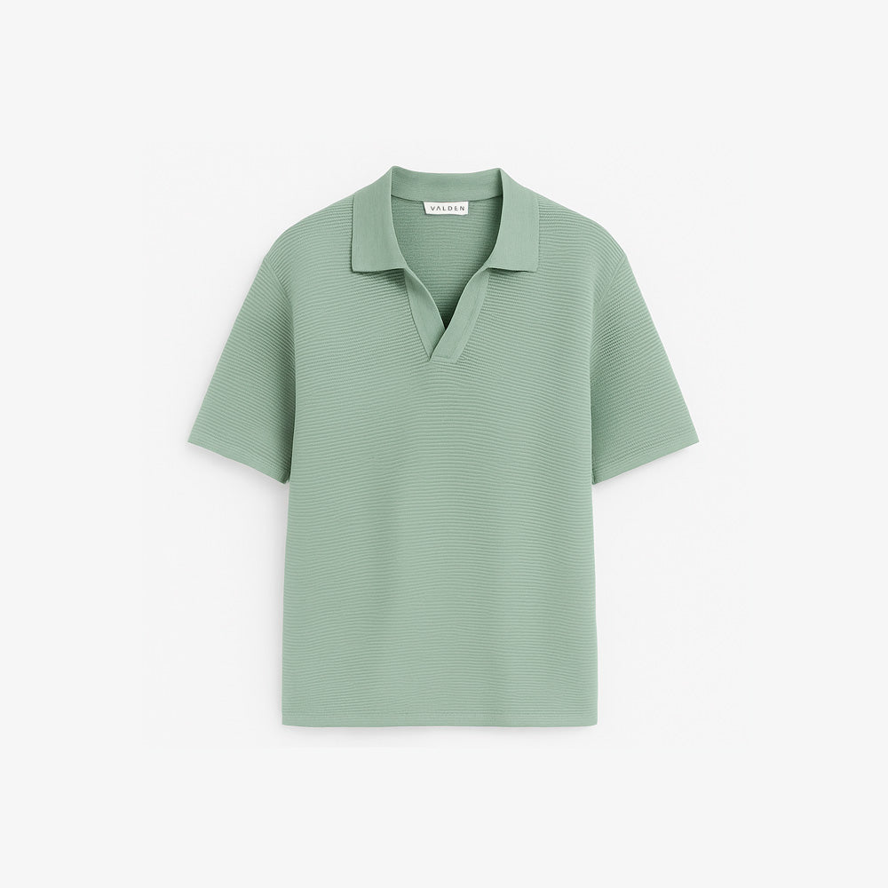 OPEN-KNIT BOUCLÉ POLO SHIRT