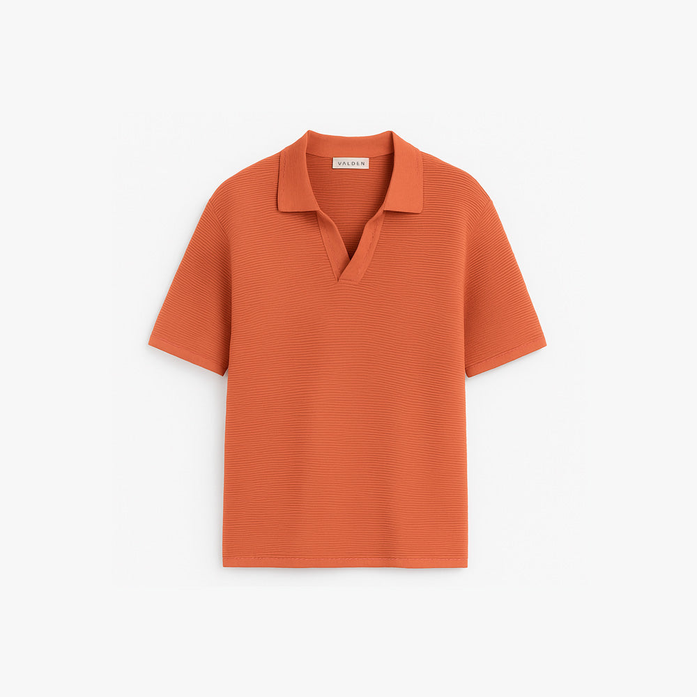 OPEN-KNIT BOUCLÉ POLO SHIRT