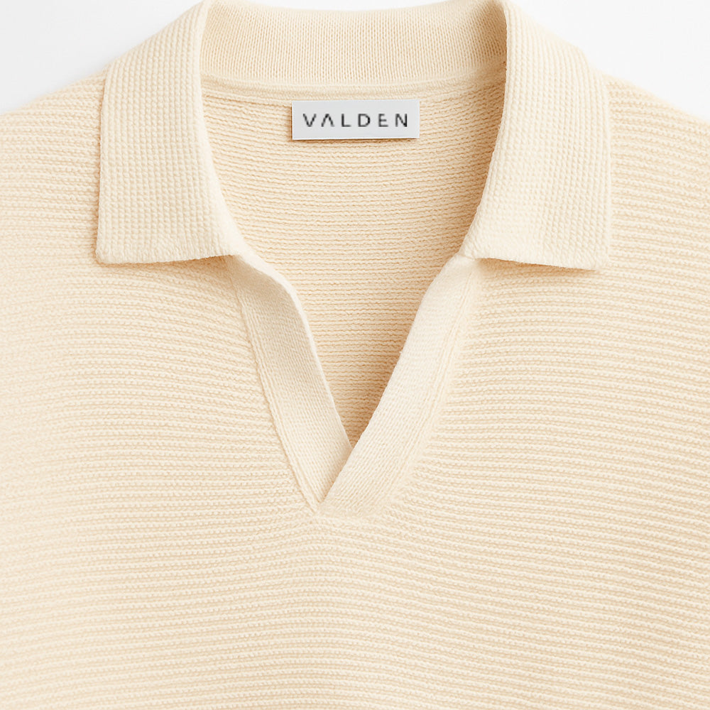 OPEN-KNIT BOUCLÉ POLO SHIRT