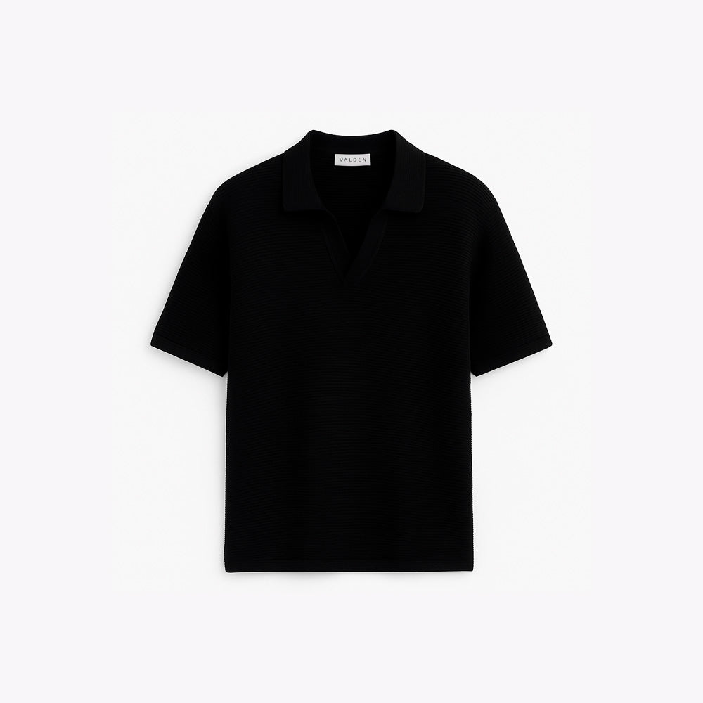 OPEN-KNIT BOUCLÉ POLO SHIRT