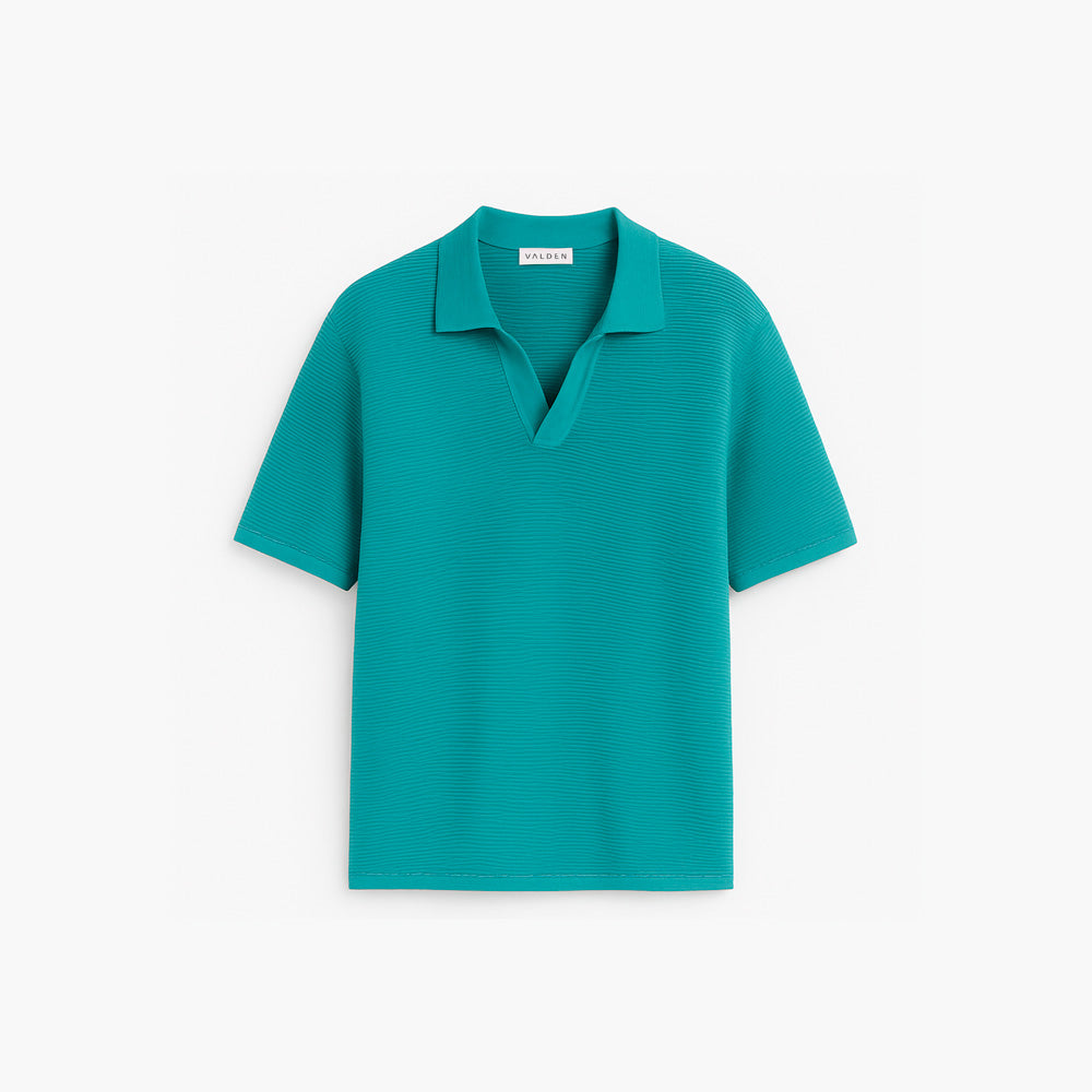OPEN-KNIT BOUCLÉ POLO SHIRT