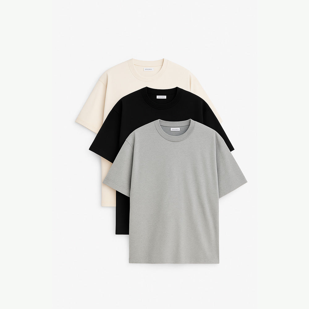 3-PACK OVERSIZED STRIPED LINEN-BLEND T-SHIRT